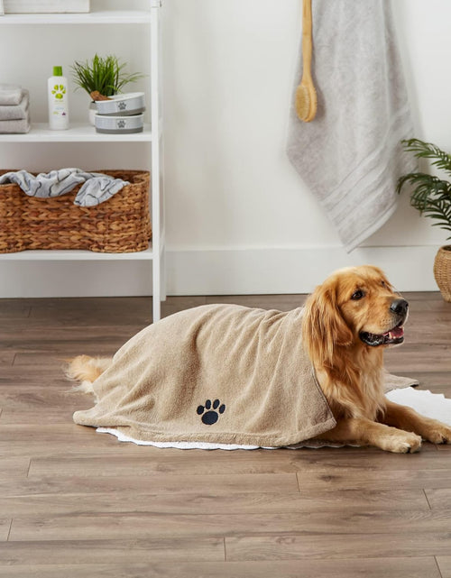 Load image into Gallery viewer, Pet Drying Collection Embroidered Terry Microfiber, Towel X-Large, 41X23.5", Taupe with Black Paw Print
