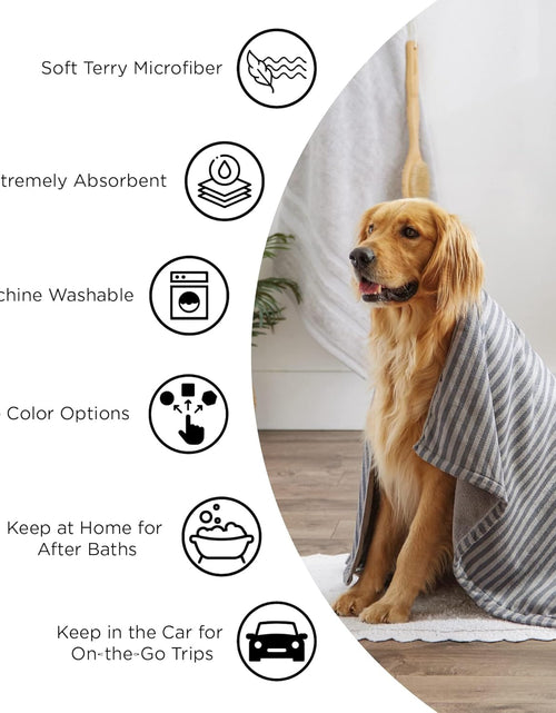 Load image into Gallery viewer, Pet Drying Collection Embroidered Terry Microfiber, Towel X-Large, 41X23.5", Taupe with Black Paw Print
