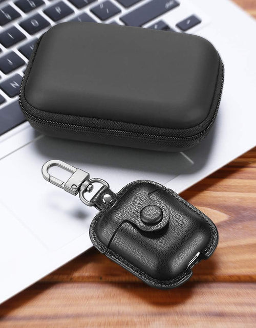 Load image into Gallery viewer, Compatible Airpods Case, Leather Airpods Cover 5 in 1 Protective Case with Keychain/Ear Hooks/Airpods Strap/Watch Band Holder/Earpods Case Compatible with Apple Airpods 2 1 Charging Case, Black
