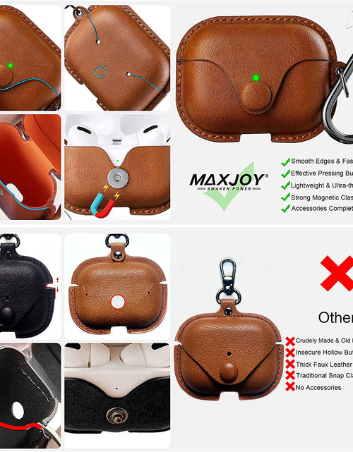 Load image into Gallery viewer, for Airpods Pro 2 Case Leather, Airpods Pro Leather Case Cover with Keychain Airpods Strap Compatible with Apple Airpods Pro 2Nd Generation 2023 2022/ Airpods Pro 2019 (Front LED Visible),Brown
